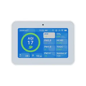 Testeur de qualité de l'air intérieur avec écran TFT-LCD 5 pouces, modèle AQ49, pour CO2, TVOC, PM2.5, PM10, HCHO, température, humidité, AQI, heure, USB, précision 0.01 - Product Image 4