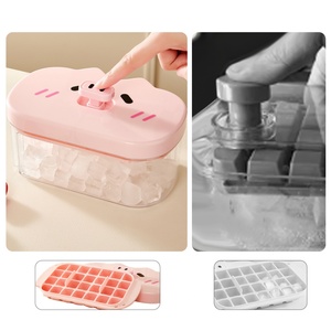 Molde para cubitos de hielo con soporte OEM, de plástico de grado alimenticio, utensilio doméstico de prensado, bandeja para hielo casero y caja de almacenamiento de hielo para refrigerador - Product Image 5