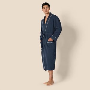 Peignoir Kimono Hôtelier Cinq Étoiles pour Femme et <span class=keywords><strong>Homme</strong></span>, Romantique, Uni, 100% Coton Satiné Épais, ODM, Absorbant, Séchage Rapide, Doux, Luxe, <span class=keywords><strong>Bleu</strong></span> - Product Image 2