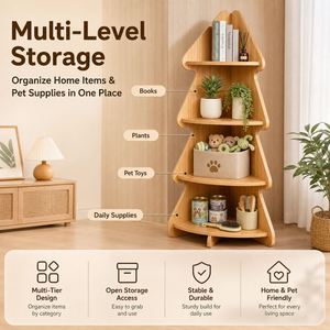 Étagère d'angle en bois en forme d'arbre pour humains et animaux de compagnie - Product Image 2