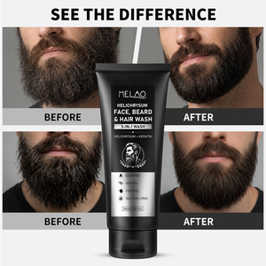 Private Label 3 in 1 Wash Beard <b>shampoo</b> Helichrysum Keratin Sulfate-Free Face Beard Hair Daily Cleanser For Men Grooming care - Product Image 2