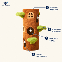 Arbre à chat en forme de maison d'arbre avec plateformes en peluche et nid, tour griffoir pour chats d'intérieur, plusieurs tailles