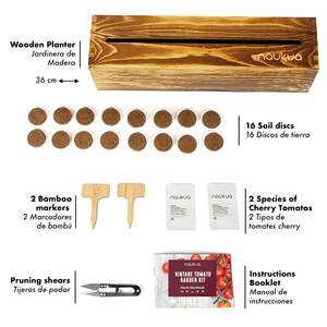 Urban Leaf Indoor Herb Garden Starter Kit con maceta de madera para uso doméstico o al aire libre incluye plántulas de tomate cherry - Product Image 2
