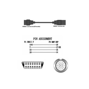 Adaptador OBD BMW de 20 Pines a OBD2 de 16 Pines, Conector de Diagnóstico Automotriz Macho a Hembra, Inserción Recta - Product Image 4