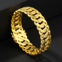Z H Bracelet unisexe classique et tendance, plaqué or 24 carats, motif étoile géométrique sculpté, version large de 20 mm, vente en gros, best-seller