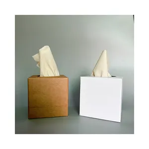 Chưa tẩy trắng mặt mô Craft Box gói tre mềm giấy miễn phí mẫu làm sạch mô