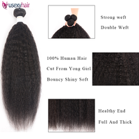 Paquetes de cabello liso Yaki sin procesar de alta calidad, paquetes de tejido de cabello humano virgen, paquetes de cabello brasileño recto rizado