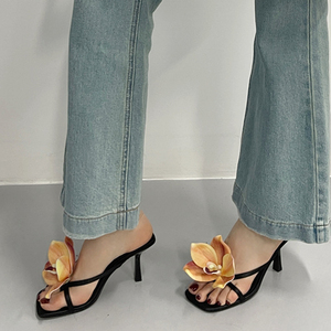 Front Flower Women's Sexy Dress <b>Clip</b> Toe Shoes High Heels Pumps Fashion Sandals on Stiletto Mules - Product Image 1