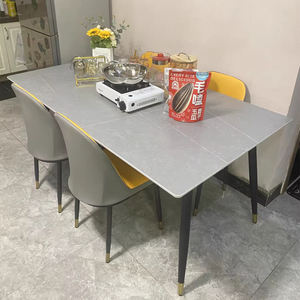 Tavolo da Pranzo Moderno Semplice di Lusso Leggero con Piano in Roccia, Tavolo Rettangolare per Soggiorno di Piccole Dimensioni, Mobili per Sala da Pranzo Domestica - Product Image 4