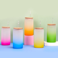 Nouvelle Tendance 2026 – Bouteille d'eau en verre dépoli avec couvercle en bambou et paille, 20oz et 16oz, pour boissons gazeuses
