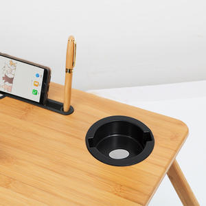 Mesa Plegable para Portátil Samexi de Bambú, Diseño de Trípode, Tamaño Pequeño/Mediano, Escritorio Plegable para Cama o Dormitorio - Product Image 1