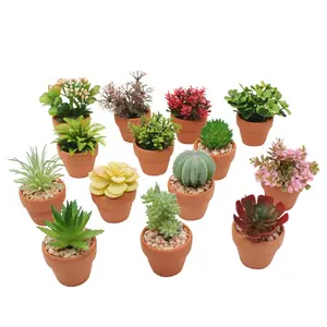 Wholesale mini succulent plants pot with ceramic Pot With Artificial Plant for car decor