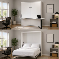 Letto Pieghevole Multifunzionale con Scrivania Integrata, Telaio in Metallo Compatto, Rivestimento in Tessuto di Cotone, Stile Armadio Nascosto per Studio