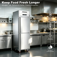 Réfrigérateur vertical commercial en acier inoxydable, type armoire réfrigérée, pour restaurant, hôtel, cuisine, stockage alimentaire