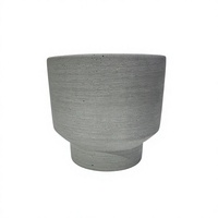 Pot de fleurs moderne pour plantes succulentes, gris foncé mat, texture poreuse brossée horizontale, en résine de poudre de pierre, imitation béton, pour intérieur et extérieur