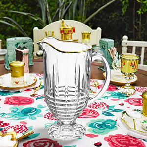 Pichet en verre transparent avec bord doré, serveur <span class=keywords><strong>de</strong></span> boissons élégant pour eau, jus, thé glacé, verres décoratifs - Product Image 2