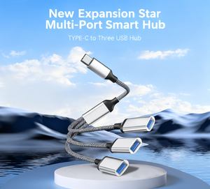 USB/Tipo C para <span class=keywords><strong>3</strong></span> Portas USB a Splitter Expansor USB Ultra-Slim para Mouse, Teclado, Unidade <span class=keywords><strong>Flash</strong></span>, Disco U, Laptop, PC Desktop - Product Image 5