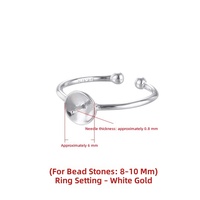 Meistverkaufter Minimalistischer S925 Sterling Silber Verstellbarer Ring mit Blanko-Fassung und Stift für Perlen DIY Einlage Schmuckzubehör