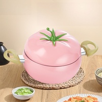 Casserole en céramique antiadhésive à double poignée, double fond, fond en acier inoxydable, compatible avec les plaques à induction