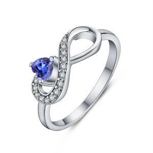 Ingrosso su misura 925 argento Sterling infinito <span class=keywords><strong>solitario</strong></span> TANZANITE CZ classico anello Infinity cuore promessa anelli per lei - Product Image 1