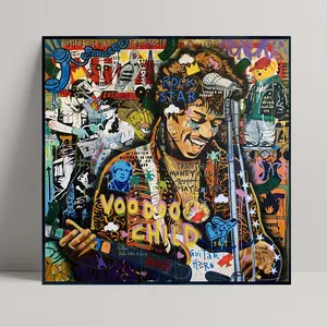 家居装饰夸德罗斯涂鸦画吉他之神海报印刷抽象人物画涂鸦画布流行街华尔街艺术