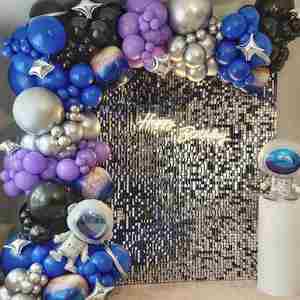 24 Pezzi Pannello Murale con Paillettes Quadrate Argento 1,2m*1,8m, Sfondo Decorativo per Foto, Parete Luccicante per Feste all'Aperto/al Chiuso - Product Image 5