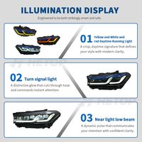 Phare avant HETOP G30 triple couleur 2017-2023, style lentille laser, amélioration LED DRL, style Ikon pour BMW Série 5