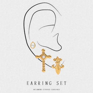 Boucles d'oreilles en forme de croix, couleur or, incrustation de zircon, bijoux cadeau pour femmes - Product Image 4