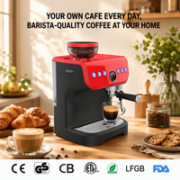 Machine à café expresso semi-automatique électrique avec broyeur intégré, trémie à grains, buse vapeur en acier inoxydable, pour usage domestique et hôtelier