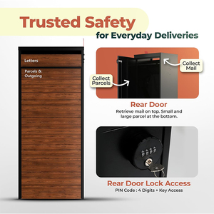 <span class=keywords><strong>Cassetta</strong></span> Postale JH-Mech Antifurto con Chiusura, Compatibile con Veranda, in Acciaio Verniciato a Polvere Nera, per Consegna Pacchi all'Esterno - Product Image 3