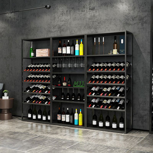 Étagère à bouteilles de vin inclinée en métal de grande taille, design de panneau, pour la maison, meubles de salle à manger, compatible avec les chaises de salle à manger - Product Image 1