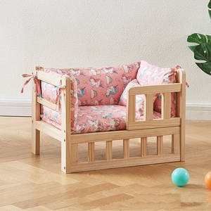 Gran oferta, litera de madera para interiores para perros y gatos, cama para dormir con juegos de cama, cama para gatos de madera maciza para perros - Product Image 6