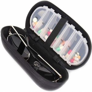 New Product Weekly Pill Organizer 7 Compartments Plastic Pill Box With <b>Glasses</b> <b>Case</b> - Product Image 1