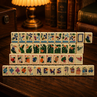 Jeu de tuiles de Mahjong en acrylique de 166 pièces pour 4 joueurs, emballage personnalisé, motif décoratif et logo personnalisé pour les salles de casino et de jeux