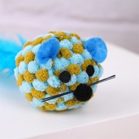 Jouet pour chat en peluche durable et résistant aux morsures, souris interactive multicolore à plumes pour chats d'intérieur et multi-chats