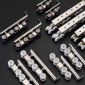 Roulettes robustes pour portes coulissantes, capacité de charge 40kg-155kg, en fer et alliage de zinc, design minimaliste, pour portes en verre ou en bois - Product Image 1