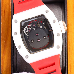 Top 052 <b>Watch</b> White Ceramic Red Skull Tonneau <b>Case</b> Long Range Men's Hip Hop Personalized Mechanical <b>Watch</b> - Product Image 6