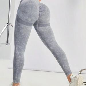 Nouveaux Leggings de Yoga et de Fitness Sans Couture, Effet Push-up Fessier, Taille Croisée, Effet Peau de Pêche, <span class=keywords><strong>Mat</strong></span> Lavé Uni, Longueur Intégrale, pour le Marché International - Product Image 4