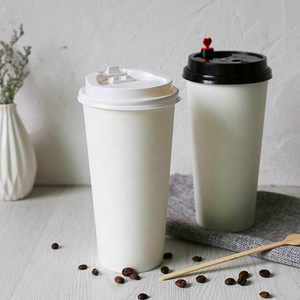 แก้วกระดาษแบบใช้ครั้งเดียวพิมพ์ลายได้เอง เป็นมิตรกับสิ่งแวดล้อม ย่อยสลายได้ ผนังเดี่ยว สำหรับกาแฟ พร้อมฝาปิดกันรั่ว สำหรับงานปาร์ตี้และซื้อกลับบ้าน - Product Image 1