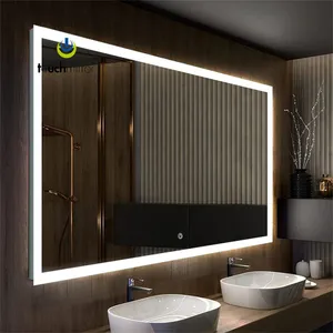 luxury smart defogger dimmer hotel bathroom vanity wall wall front lit led mirror