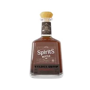 Creative Unique Spirits Custom Logo Glass Bottle for Brandy Vodka Gin High Quality Transparent Whiskey Bottles