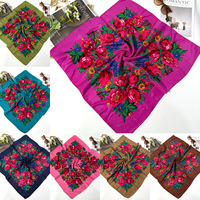 chine écharpe usine style chaud impression numérique fleur acrylique tissu 70*70 cm multi couleurs disponible ukraine écharpe