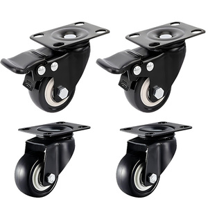 1.5" 2" 2.5" PVC Solid Wheel Swivel <strong>Casters</strong> Brake Lock-Durable <strong>Ball</strong> <strong>Bearing</strong> <strong>Furniture</strong> Wheels for Sofa Table Chair Trolley Cart - Product Image 1