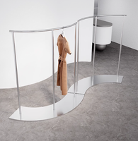 Yipinhui YPH-YF02 Moderno Exhibidor de Ropa de Acero Inoxidable para Tienda, Tipo Isla, Superficie Cepillada, 5 Niveles, 150 cm de Altura