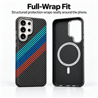 Étui de téléphone magnétique à boutons métalliques indépendants avec motif en fibre de carbone C0564 pour Samsung Galaxy S24 Ultra S25 Plus S26