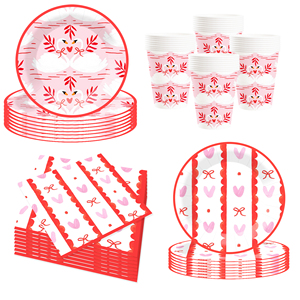 DAMAI Nuevo Juego de Vajilla para Decoración de Fiesta de San Valentín, Incluye Plato de Papel, Vaso de Papel y Servilleta para San Valentín - Product Image 5