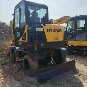 Mini 6ton Hyundai 60w-7 Used hydraulic wheel excavators 60w-9 diggers <b>Second</b>-<b>hand</b> construction machinery - Product Image 4