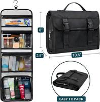Sac de voyage multi-poches pour maquillage avec bandes élastiques, compartiment séparé pour articles humides et secs, tissu lavable, articles de toilette pour usage quotidien et en extérieur