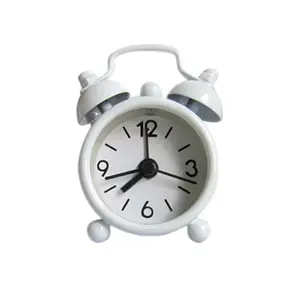 Nautical Bell Table Top Alarm Clock with Display Alarm Clock for Bedroom Heavy Sleepers Kids and Students Silver White