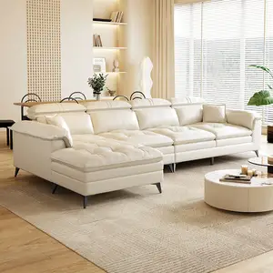 Living Room Furniture Sofa Bed Nordic Modular Sofa Set 6-Seat U-Shaped Modular Sofa With Storage Ottoman